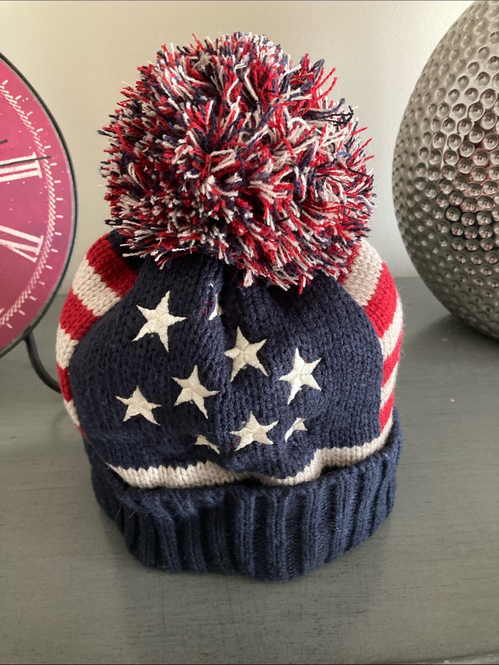 Stars & Stripes Pom Beanie - Red, White & Blue